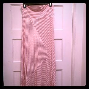 Long maxi skirt, pink and white stripes.